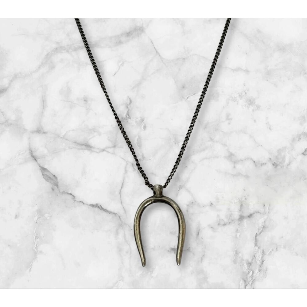 NIB Saint Laurent YSL Lucky Horseshoe Charm Pendant Chain Necklace Retail $600